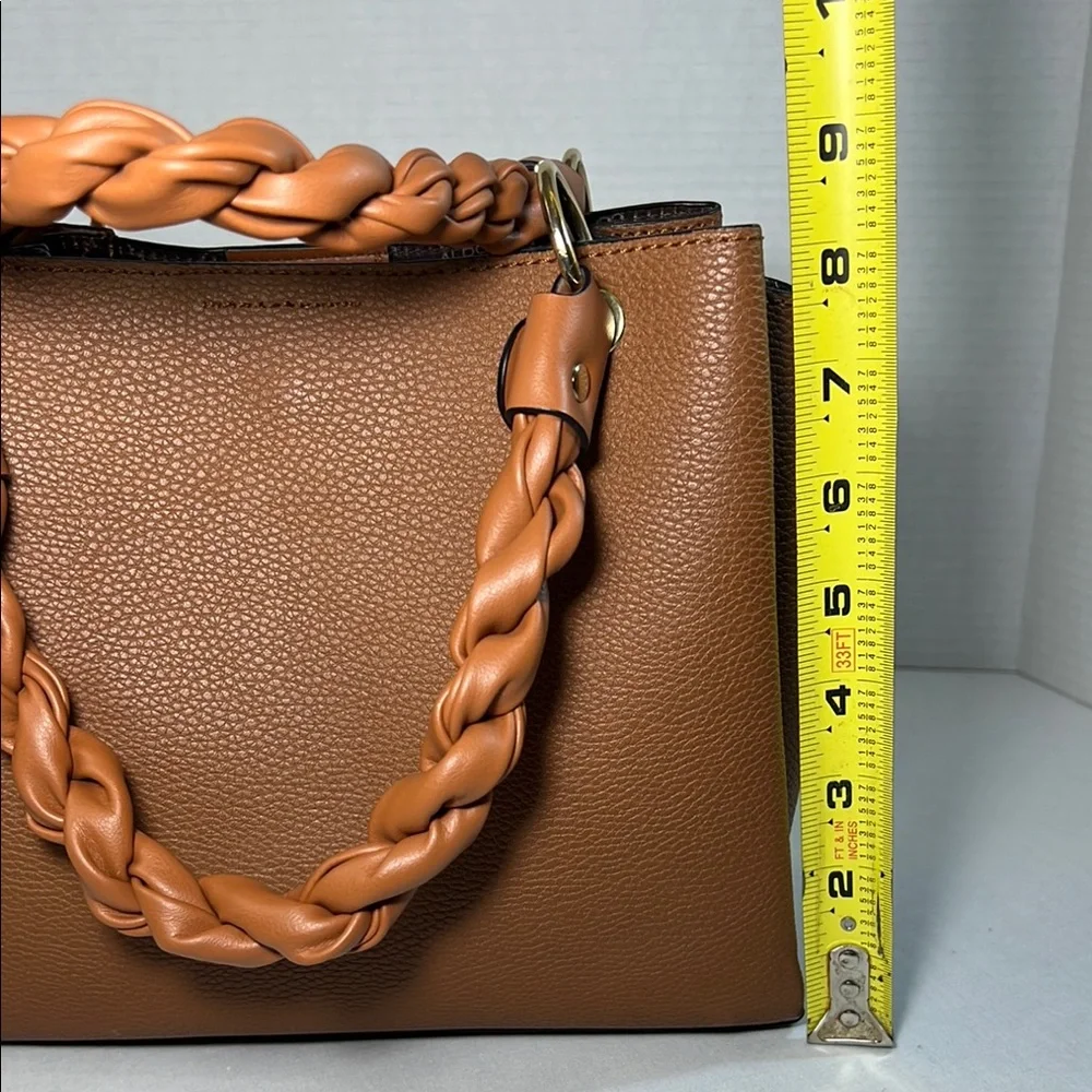 Aldo Brown Tote with Structured Design and Gold Accents
